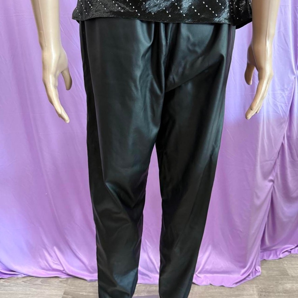 Zara Black Faux Leather Jogger Pants Elastic Waist Zipper Detail XL 7901/034/800